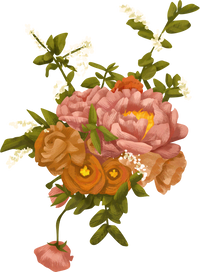 Detailed Illustrated Roses and Rue Flowers